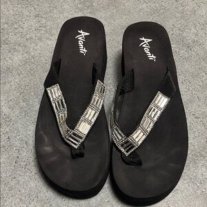 Avanti Black Sandals with Silver Accents